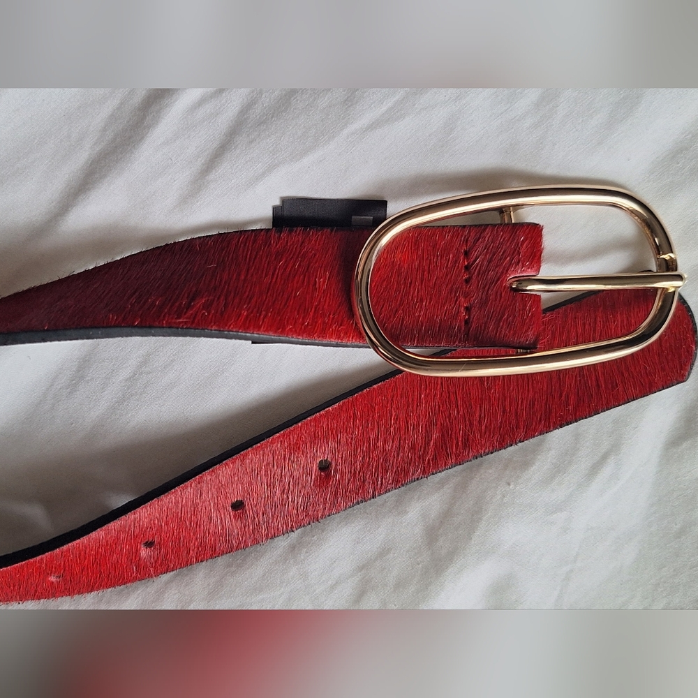 NWT GENUINE LEATHER RED TEXTURED BELT